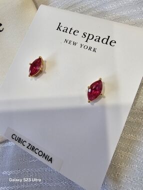 kate spade Gold Marquise Cubic Red Zirconia Stud Earrings